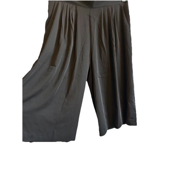 Wide Leg Satin Capris Pants Black Casual Pull On Dress Pant NWT Retail $98 Med - Picture 5 of 10